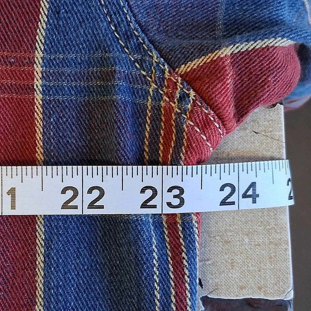 Vintage 1995 Levi's LS Plaid‎ Heavy Cotton Button Down Shirt Jacket Medium EUC